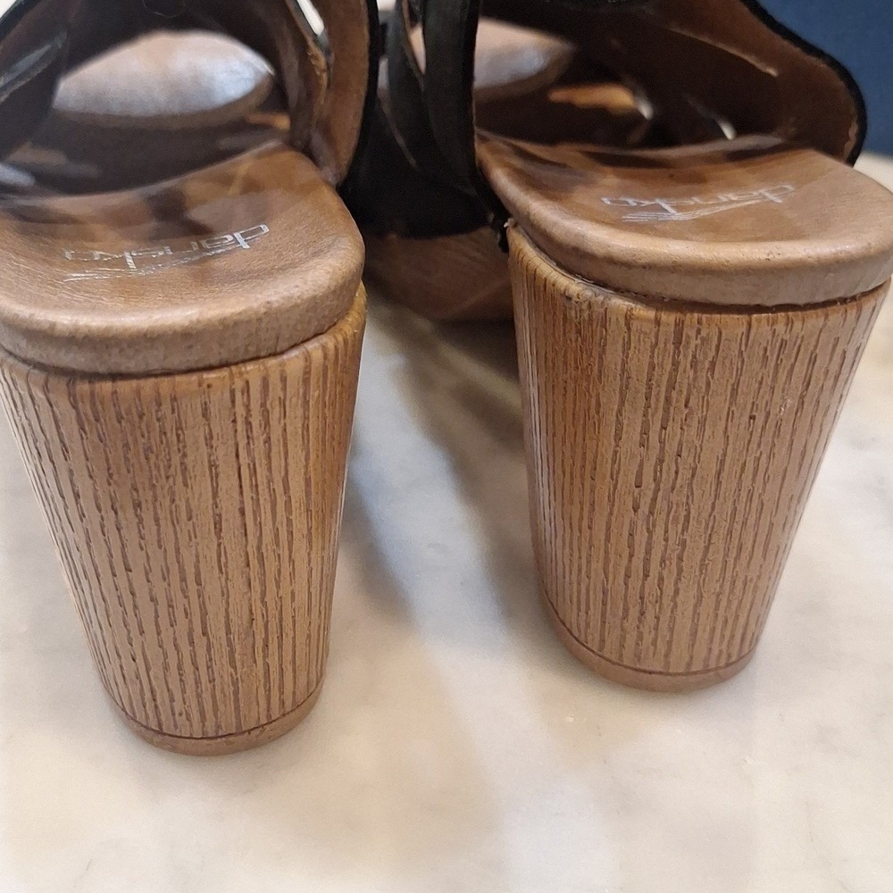 Dansko Demetra Black Nubuck Heeled Sandal PeepToe Bootie Sz 40= 9/9.5 Mules Boho - Picture 4 of 7
